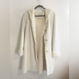 Vintage Coldwater Creek Aspen resort ski Apres cozy cream jacket with hood L